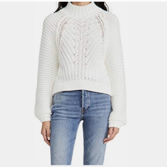 Free People Sweaters - Free People Sweetheart Mock Neck Sweater Size XS Cozy Boho Cotton Knit